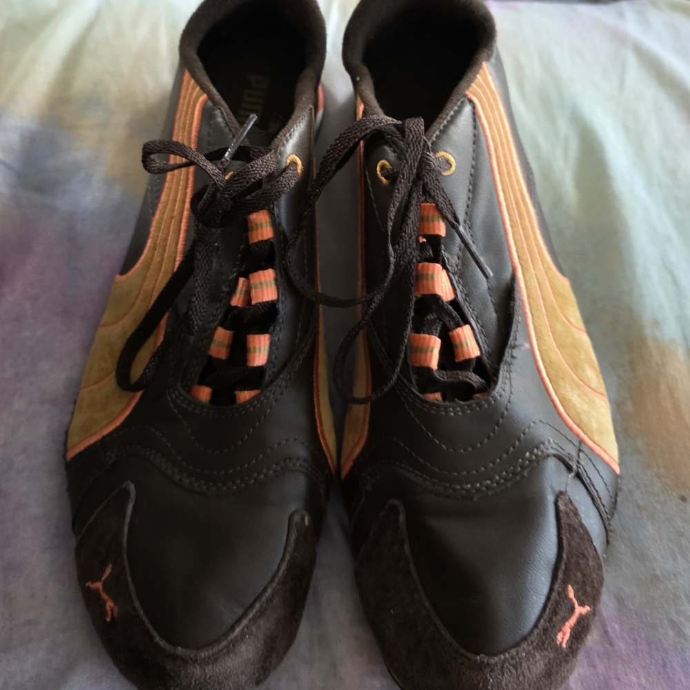Puma Women's Black and Orange Sneakers